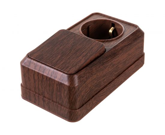 Вертикальный блок: розетка+выключатель Intro 270510 10-16А, 250В, IP20, ОУ, Quadro, венге Б0036167 – изображение 3