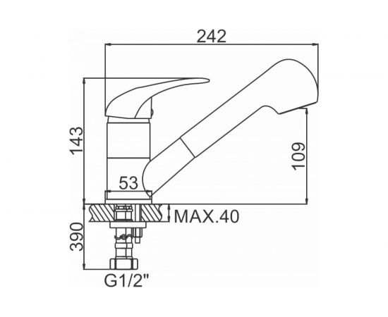 Смеситель для кухни LEDEME картридж диаметр 40 мм, силумин, с вытягивающейся лейкой L6002-B 89267 – изображение 3