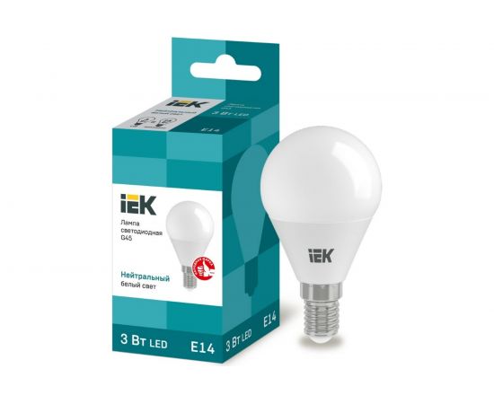 Светодиодная лампа IEK ECO G45 шар 3Вт 230В 4000К E14 LLE-G45-3-230-40-E14 – изображение 3