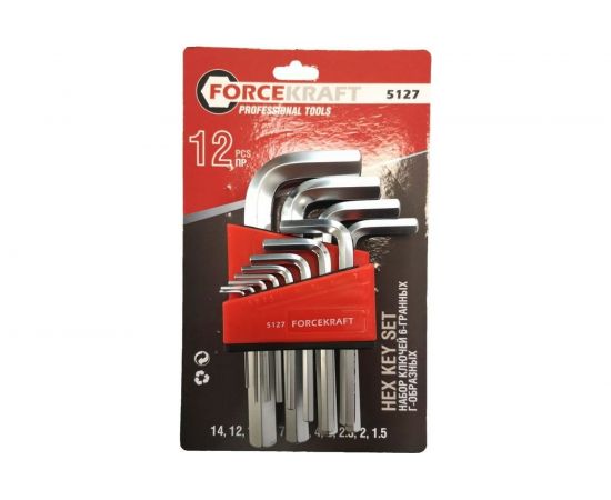 Набор ключей FORCEKRAFT FK-5127 Г-образные, 6-гранные, 12пр 29602 – изображение 4