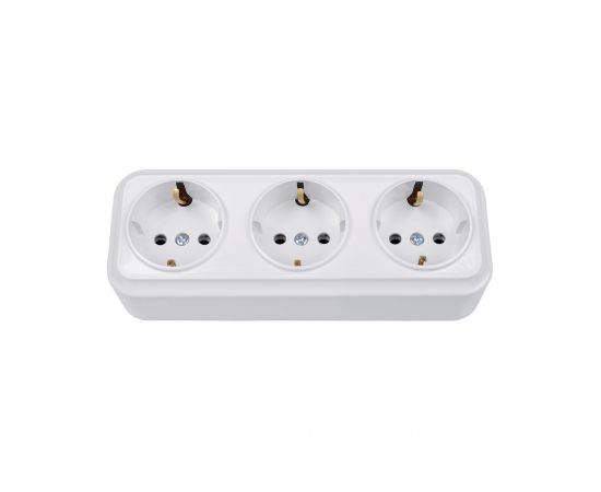 Розетка Bylectrica 3-местная ОУ с заз.конт., серия ВАРИАНТ, белый, РА16-0162 