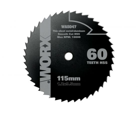 Пильный диск по металлу (60T; 115х1.2х9.5 мм) WORX WA5047 