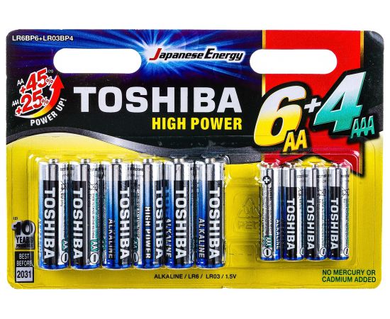 Алкалиновый элемент питания Toshiba 6*LR6 + 4*LR03 multipack 10/card 5450 
