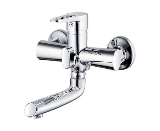 Смеситель для ванны G-lauf с литым поворотным изливом 360° и душевой лейкой, хром NUD3-A045 