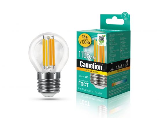 Светодиодная лампа Camelion LED12-G45-FL/830/E27 12Вт 220В 13714 