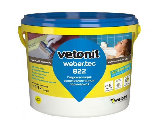 Готовая гидроизоляционная мастика Vetonit weber. tec 822 ведро, 4 кг, розовая 1016082 