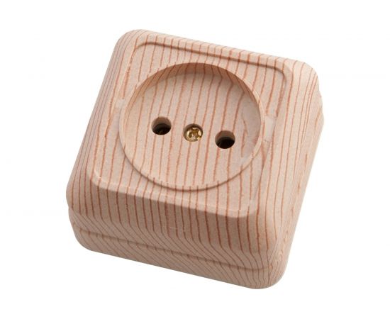 Одноместная розетка АБК-СИЛА с заземляющим контактом 16А 220В керамика "АЛЬТАИР" сосна 5400303 