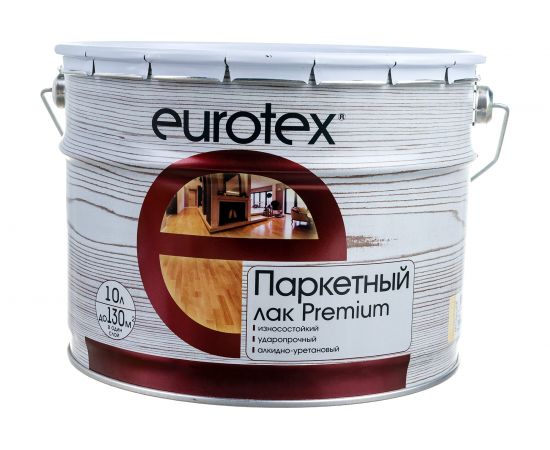 Паркетный лак Eurotex премиум полуматовый 10 л 1 17262 