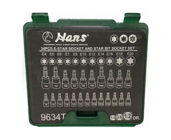 Набор торцевых головок 34 предмета Hans 9634T – изображение 2