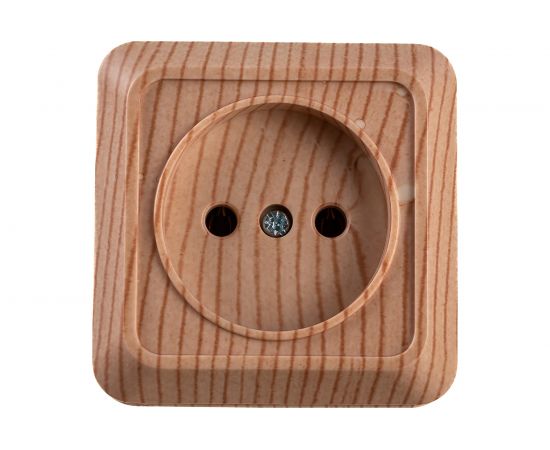 Одноместная розетка АБК-СИЛА с заземляющим контактом 16А 220В керамика "АЛЬТАИР" сосна 5400303 – изображение 2