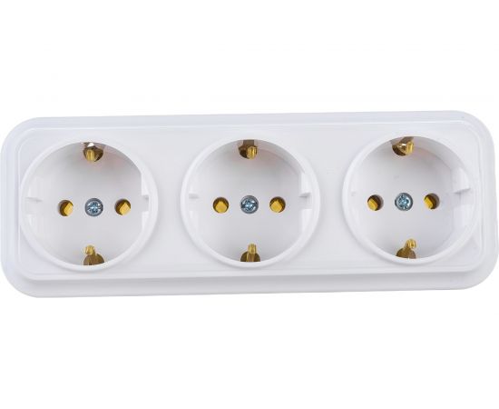 Розетка Bylectrica 3-местная ОУ с заз.конт., серия ВАРИАНТ, белый, РА16-0162 – изображение 2