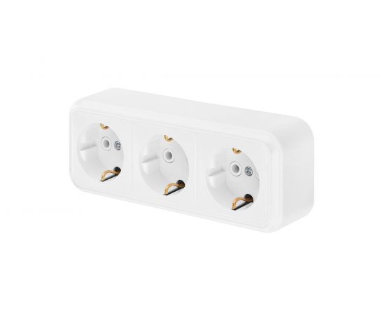 Розетка Bylectrica 3-местная ОУ с заз.конт., серия ПРАЛЕСКА, белый, РА16-265 – изображение 2