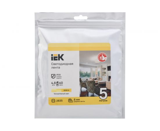 Лента IEK LSR-2835WW60-4,8-IP20-12В LED, 5м LSR1-1-060-20-3-05 – изображение 3