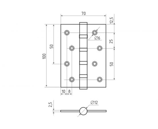 Петля универсальная НОРА-М STD 4""-4ВВ FНР-STD (черный, 100x70x2,5 мм) 18479 – изображение 3