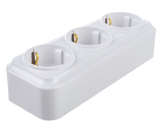 Розетка Bylectrica 3-местная ОУ с заз.конт., серия ВАРИАНТ, белый, РА16-0162 – изображение 4