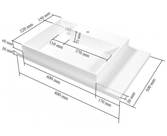 Умывальник СаНта Юпитер 800х500, левый, без кронштейнов 900120 – изображение 5