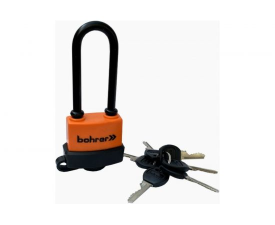 Навесной замок Bohrer ВП-47Д влагостойкий, удлиненная дужка, 6,5 мм, 6 ключей 71055471 