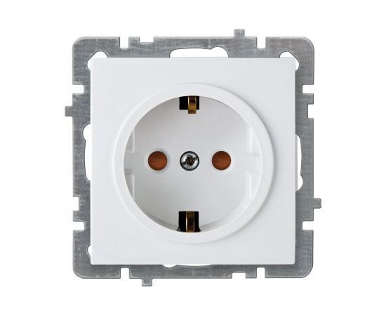 Розетка Nilson 1-местн. СУ с заз. конт. с защитной шторкой, TOURAN-ALEGRA-THOR, белый 24110419 