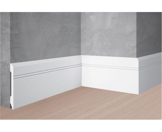 Напольный плинтус Stenopol ударопрочный влагостойкий под покраску 107х12х2000 мм C7105 