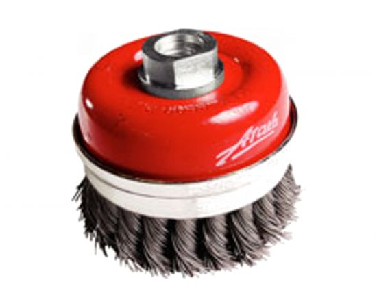 Щётка чашеобразная с кольцом, витая стальная проволока №014 (100 мм; М14) для УШМ Атака 22208 