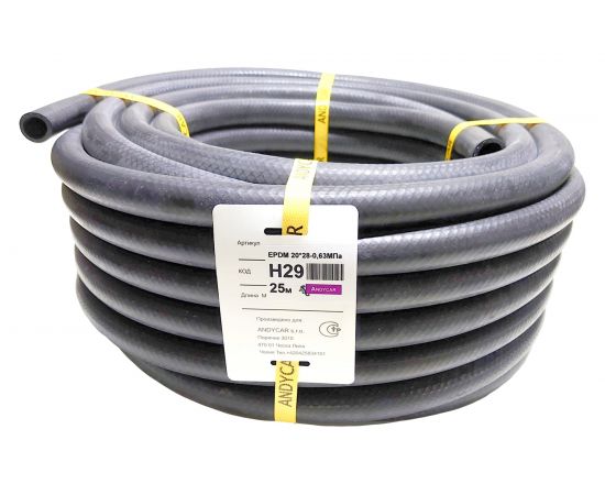 Шланг резиновый 3-х слойный для антифриза/ систем охлаждения (20х28 мм; 6.3 атм.; бухта 25 м) Andycar H29 