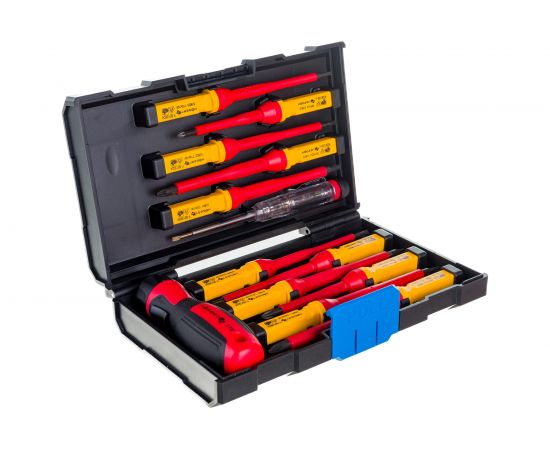 Набор диэлектрических отверток для точных работ Hogert Technik 1000 V, сталь S2, 13 пр. HT1S997 