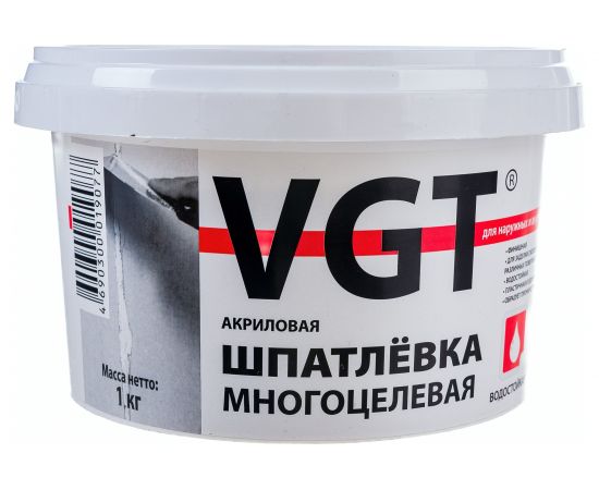 Многоцелевая акриловая шпаклевка для наружных и внутренних работ VGT 1 кг 11606600 