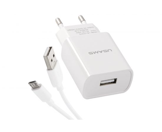 Сетевое зарядное устройство USAMS 1 USB T18 2,1A + кабель Micro USB 1m УТ000027072 