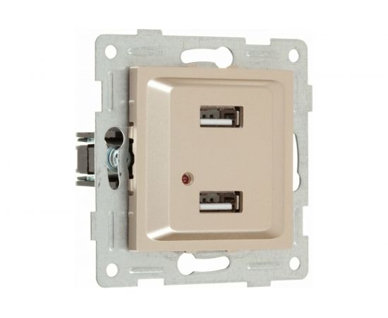 Механизм розетки GUSI ELECTRIC Ugra USB, двойной, СУ, шампань С11USB2-027 – изображение 2