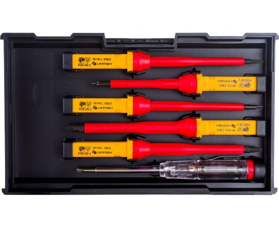 Набор диэлектрических отверток для точных работ Hogert Technik 1000 V, сталь S2, 13 пр. HT1S997 – изображение 2