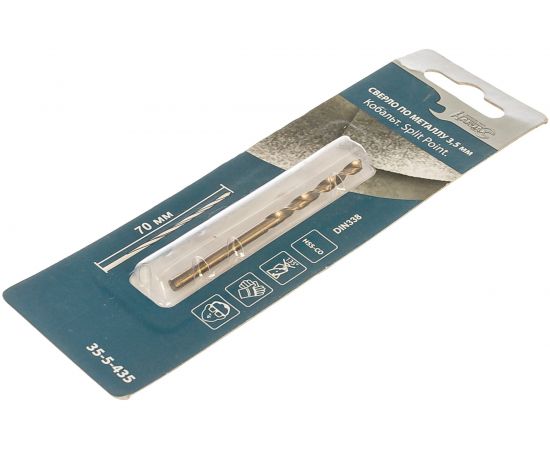 Сверло по металлу HSS Cobalt (3.5х70 мм; Р6М5К5) РемоКолор 35-5-435 – изображение 2