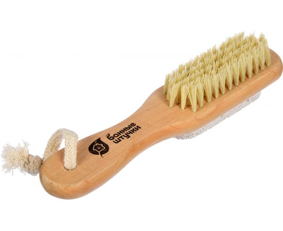 Деревянная двусторонняя щетка с пемзой Банные штучки 18 см 40050 – изображение 3