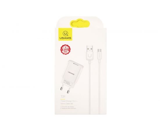 Сетевое зарядное устройство USAMS 1 USB T18 2,1A + кабель Micro USB 1m УТ000027072 – изображение 3