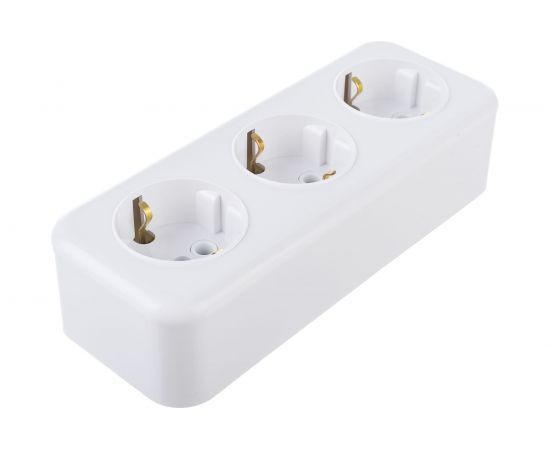 3-местная розетка STEKKER с заземлением PST16-51-20 RA 16-343-Б, пластик АВС, 16А, IP20, белый 39697 – изображение 3