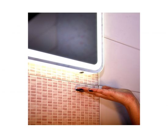 Зеркало Бриклаер Эстель 2 120, с подсветкой LED, на взмах руки, часы 4627125414336 – изображение 4