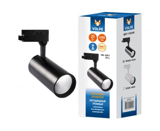 Трековый светодиодный светильник-прожектор Volpe ULB-Q276 25W/3000К BLACK UL-00005940 