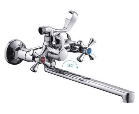 Смеситель для ванны и умывальника FRAP F22732-B 1/2 керамическая кран-букса, плоский излив 535815 