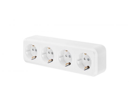 Розетка Bylectrica 4-местная ОУ с заз.конт. со шторкой, серия ПРАЛЕСКА, белый, РА16-278 