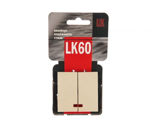 2-клавишный выключатель LK Studio с индикаторами, схема 5L, 16 A, 250 B, бежевый 861201-1 