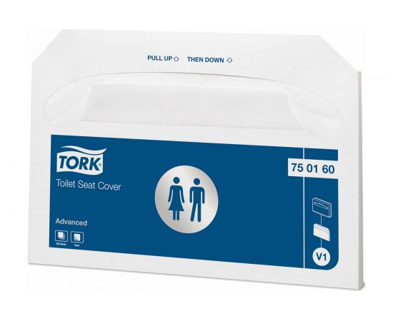 Покрытия на унитаз TORK Система V1, 1/2 сложения, КОМПЛЕКТ 250 шт, 37 х42 см, белые, 122268 