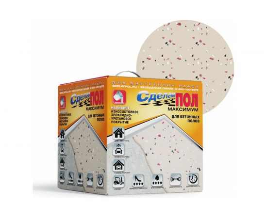 Двухкомпонентное наливное покрытие для пола СДЕЛАЙ ПОЛ МАКСИМУМ (бежевый; 7.2 кг) 17425 – изображение 2