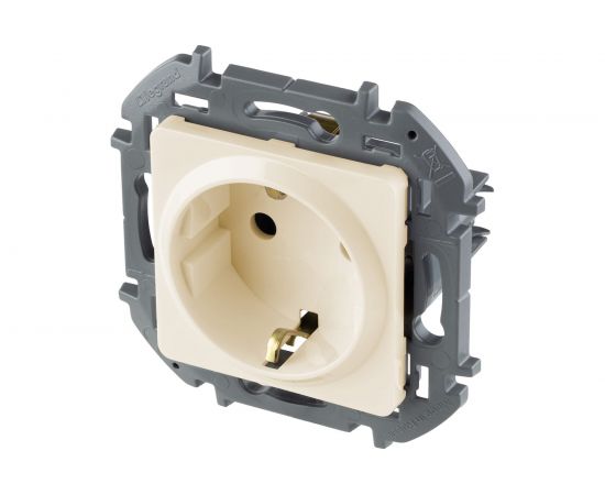 Розетка Legrand 2К+З - немецкий стандарт - 16 А - 250 В - INSPIRIA - слоновая кость 673721 – изображение 2