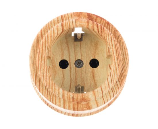 Розетка с заземляющим контактом Electraline Карельская сосна В1-101-13 – изображение 2