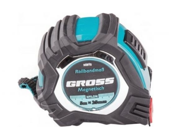 Рулетка Magnetisch, 5 м х 25 мм обрезиненный корпус,автоматическая фиксация GROSS 32572 – изображение 2