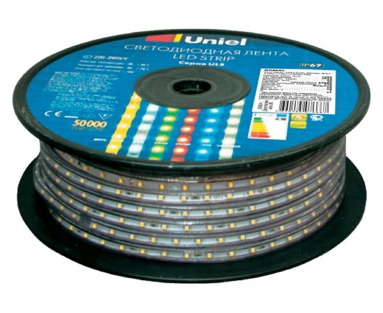 Светодиодная лента Uniel 120LED/m-10mm-IP67-220V-10W/m-50M-4000K бобина ULS-2835 UL-00006481 – изображение 2