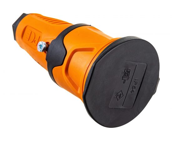 Кабельная розетка PCE 16A 220V 2P+E IP54 с крышкой, корпус оранжевый, крышка и маркер черный 2511-os – изображение 3