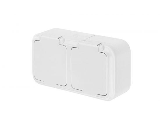 Розетка Bylectrica 2-местная ОУ со шторкой IP54, серия ПРАЛЕСКА АКВА, белый, РА16-102 – изображение 3