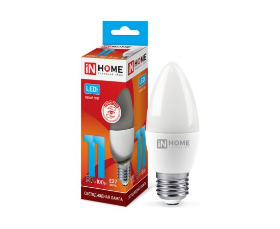 Светодиодная лампа IN HOME LED-СВЕЧА-VC 11Вт 230В Е27 4000К 820Лм 4690612020495 – изображение 3
