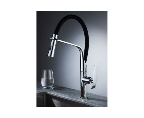 Смеситель для кухни SHIMIZU с гибким изливом и режимом душ Lux Black-S smz 1006567 – изображение 4