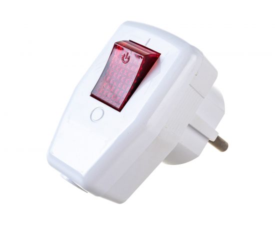 Угловая вилка STEKKER с выключателем, с заземлением, 250В, 16A, IP20, белый 39004 – изображение 4